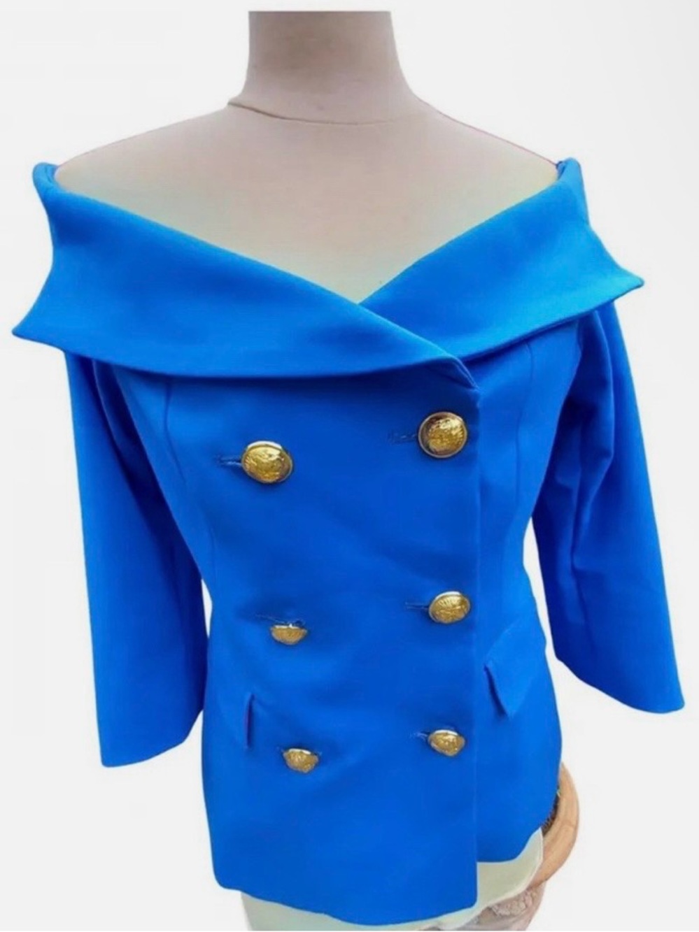 Very Chic FLAVIO CASTELLANI Made in Italy Blue fitted Blazer Size 38 (XS-S)
